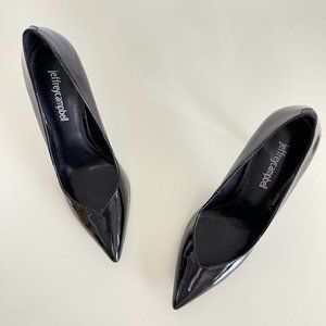 Jeffrey Campbell Pointed Toe V Cut Black Patent Stiletto Pumps Size 6